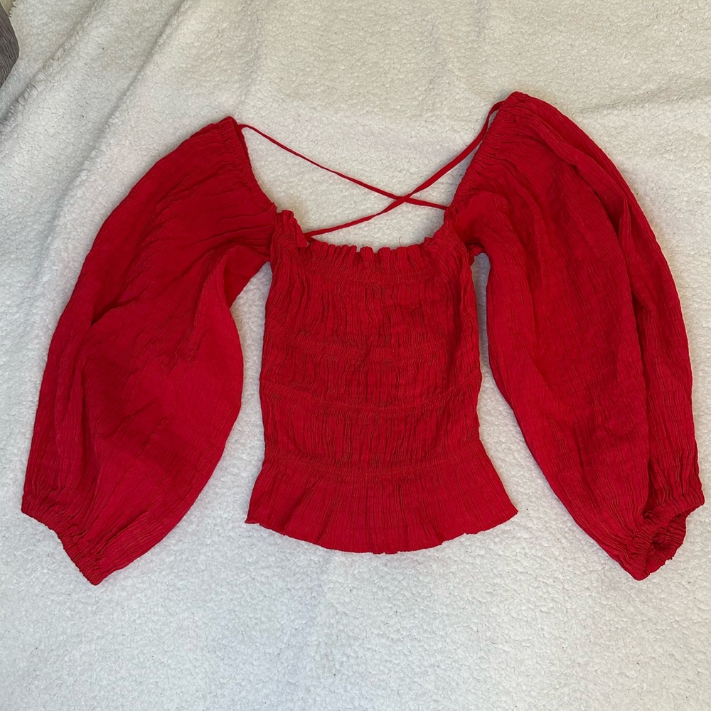 Urban Outfitters smocked lace up back top small